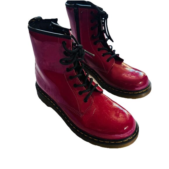 Docs Dr. Martens Women's 1460 Boots Red Cherry wood Patent Leather Size US 7 - Picture 2 of 10